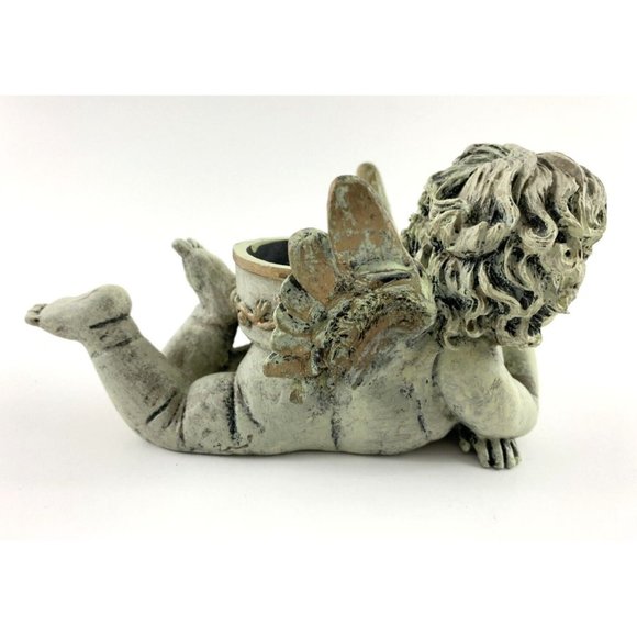 Vintage Laying Angel / Cherub Figurine Candle Holder, Resin, Victorian Style. - Picture 6 of 10